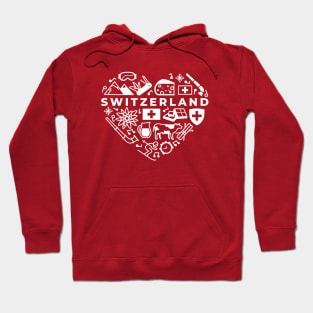 Swiss Icons in a Heart Shape // Switzerland Pride Hoodie